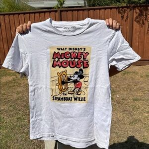 Disney White Tee with Mickey Mouse Steamboat Willie Design
